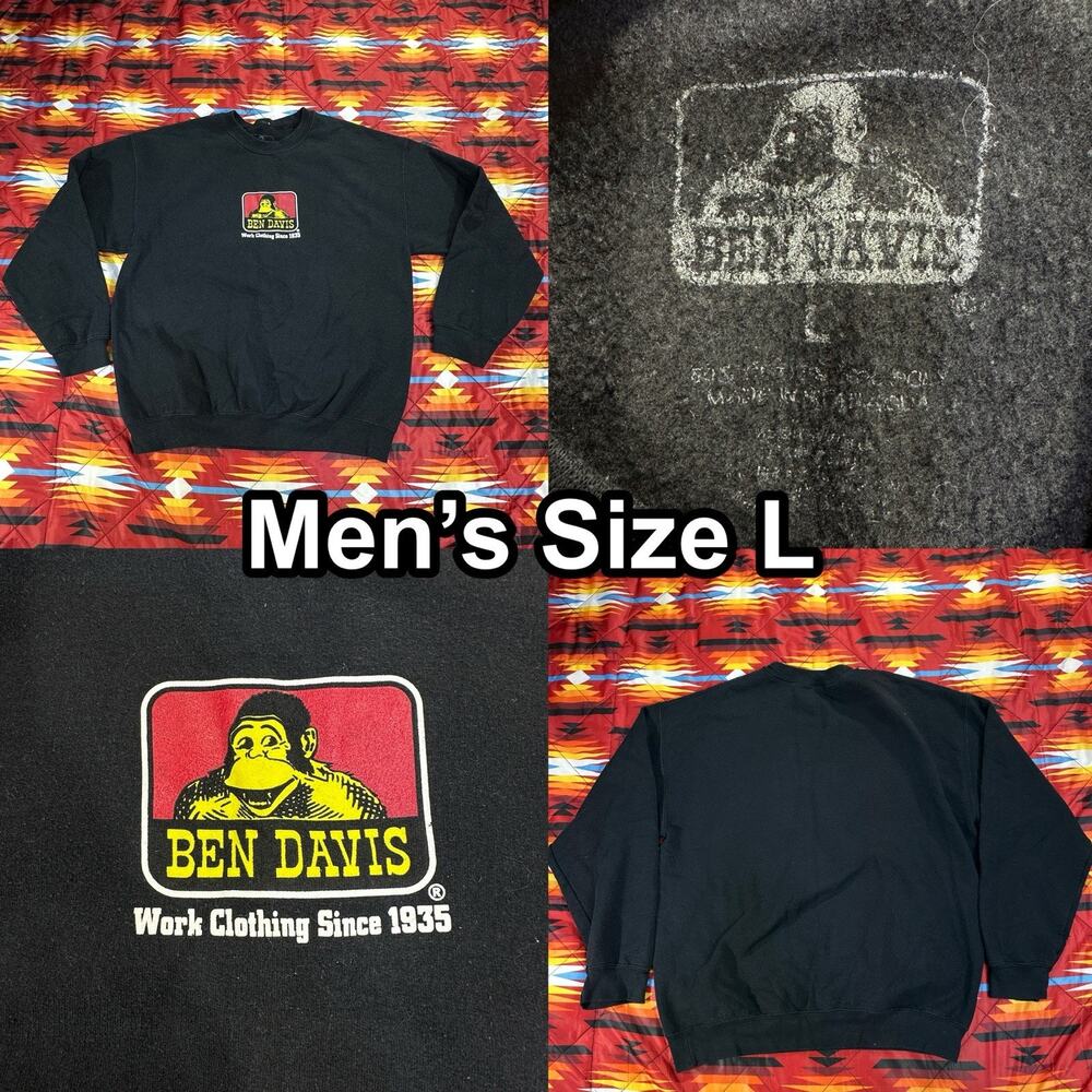 Ben Davis Black Graphic Gorilla Print Crewneck Pullover Sweater Men’s Sz Large